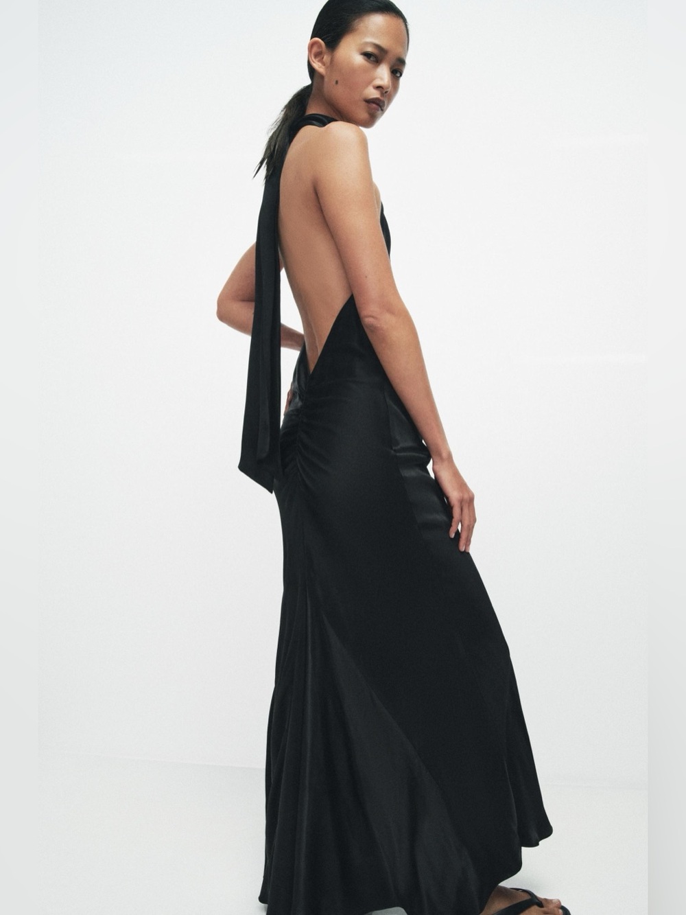Zara Satin Halter Maxi Dress